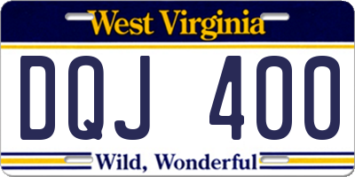 WV license plate DQJ400