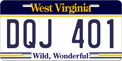 WV license plate DQJ401