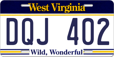 WV license plate DQJ402