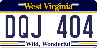 WV license plate DQJ404