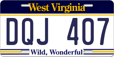WV license plate DQJ407