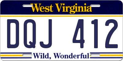 WV license plate DQJ412