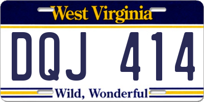 WV license plate DQJ414