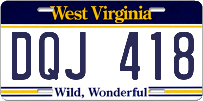 WV license plate DQJ418