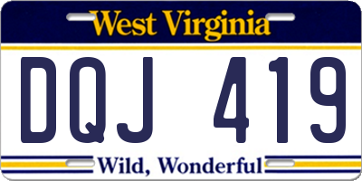 WV license plate DQJ419