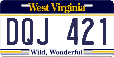 WV license plate DQJ421