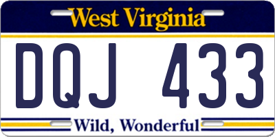 WV license plate DQJ433