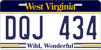 WV license plate DQJ434