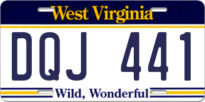 WV license plate DQJ441