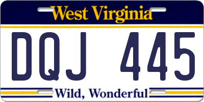 WV license plate DQJ445
