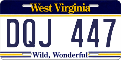 WV license plate DQJ447