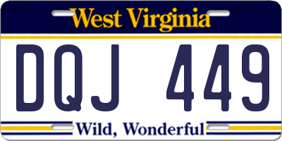 WV license plate DQJ449