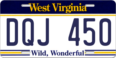 WV license plate DQJ450