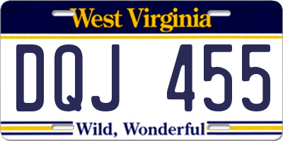 WV license plate DQJ455