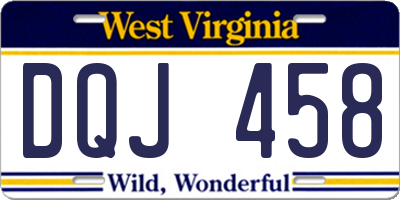 WV license plate DQJ458