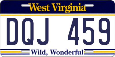 WV license plate DQJ459