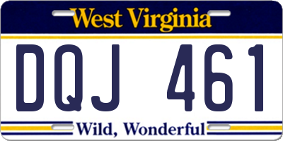 WV license plate DQJ461