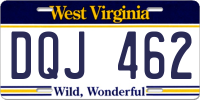 WV license plate DQJ462
