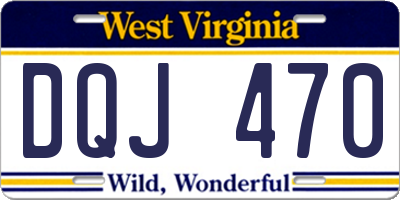 WV license plate DQJ470