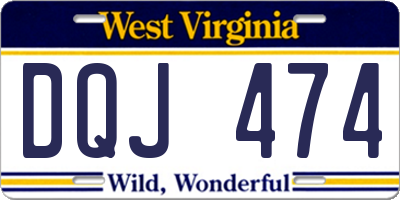 WV license plate DQJ474