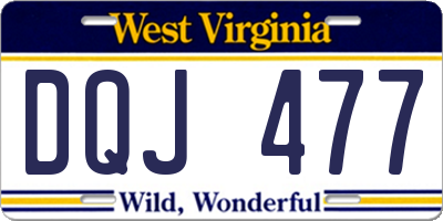 WV license plate DQJ477