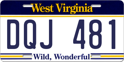 WV license plate DQJ481