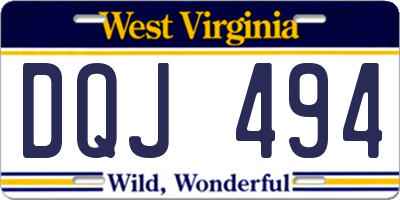 WV license plate DQJ494