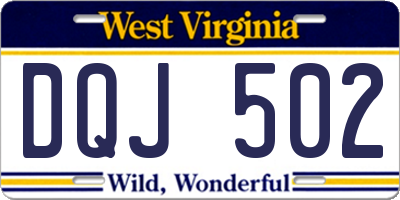 WV license plate DQJ502