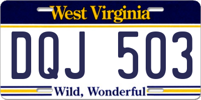 WV license plate DQJ503