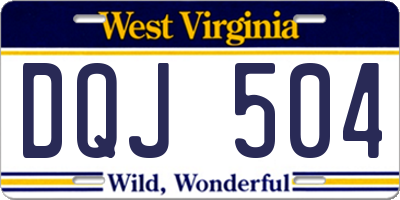 WV license plate DQJ504