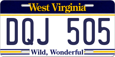 WV license plate DQJ505
