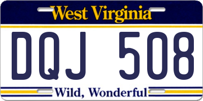 WV license plate DQJ508