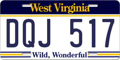 WV license plate DQJ517
