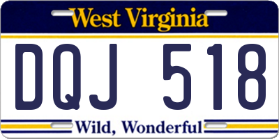 WV license plate DQJ518