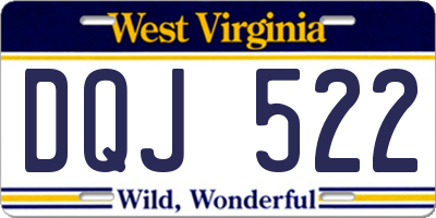 WV license plate DQJ522