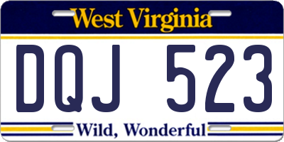WV license plate DQJ523