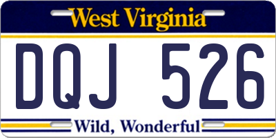 WV license plate DQJ526