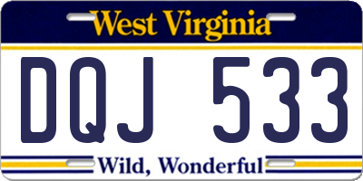 WV license plate DQJ533