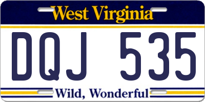 WV license plate DQJ535