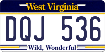 WV license plate DQJ536