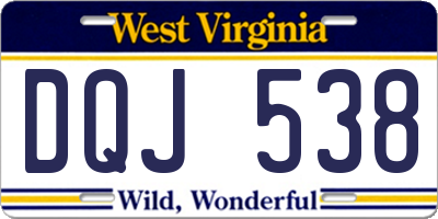 WV license plate DQJ538