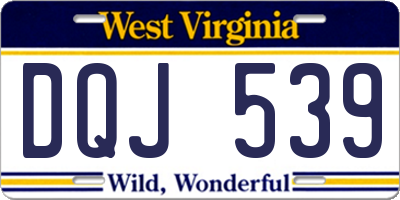 WV license plate DQJ539