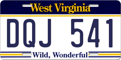 WV license plate DQJ541