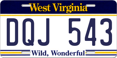 WV license plate DQJ543