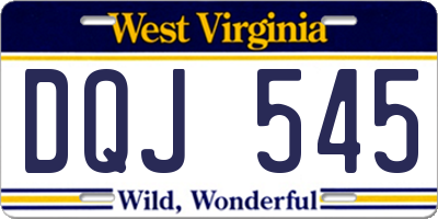 WV license plate DQJ545