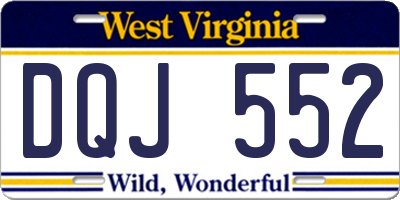 WV license plate DQJ552