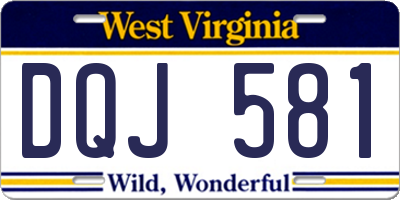 WV license plate DQJ581