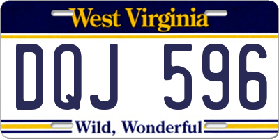 WV license plate DQJ596