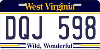 WV license plate DQJ598