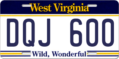 WV license plate DQJ600